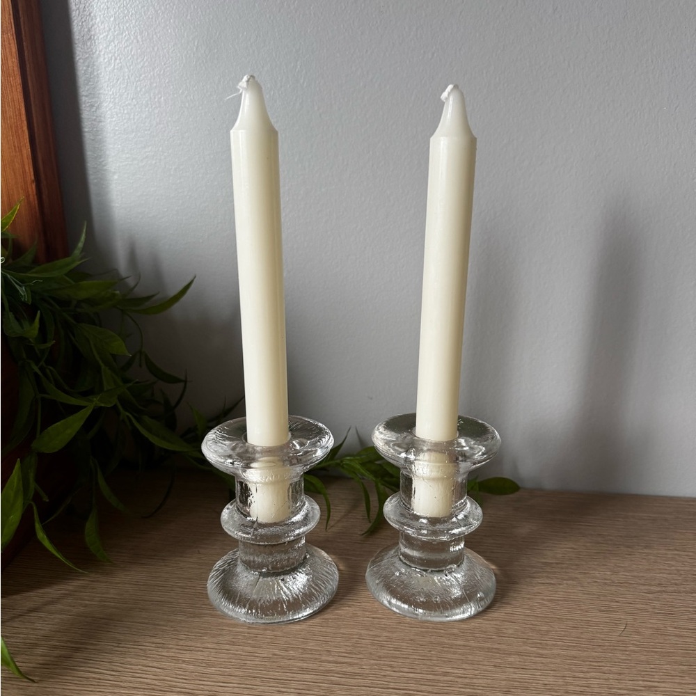 Elegant Clear Glass Candle Holders